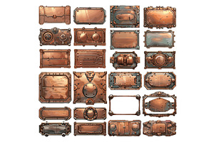 Bronze panels cartoon vector set, an Illustration by Stock-Smart-Start