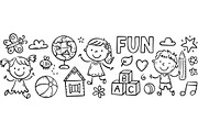 Set of cartoon doodle kids borders, a Decorative Illustration by Bubert Art (Thumbnail 8 of 8)