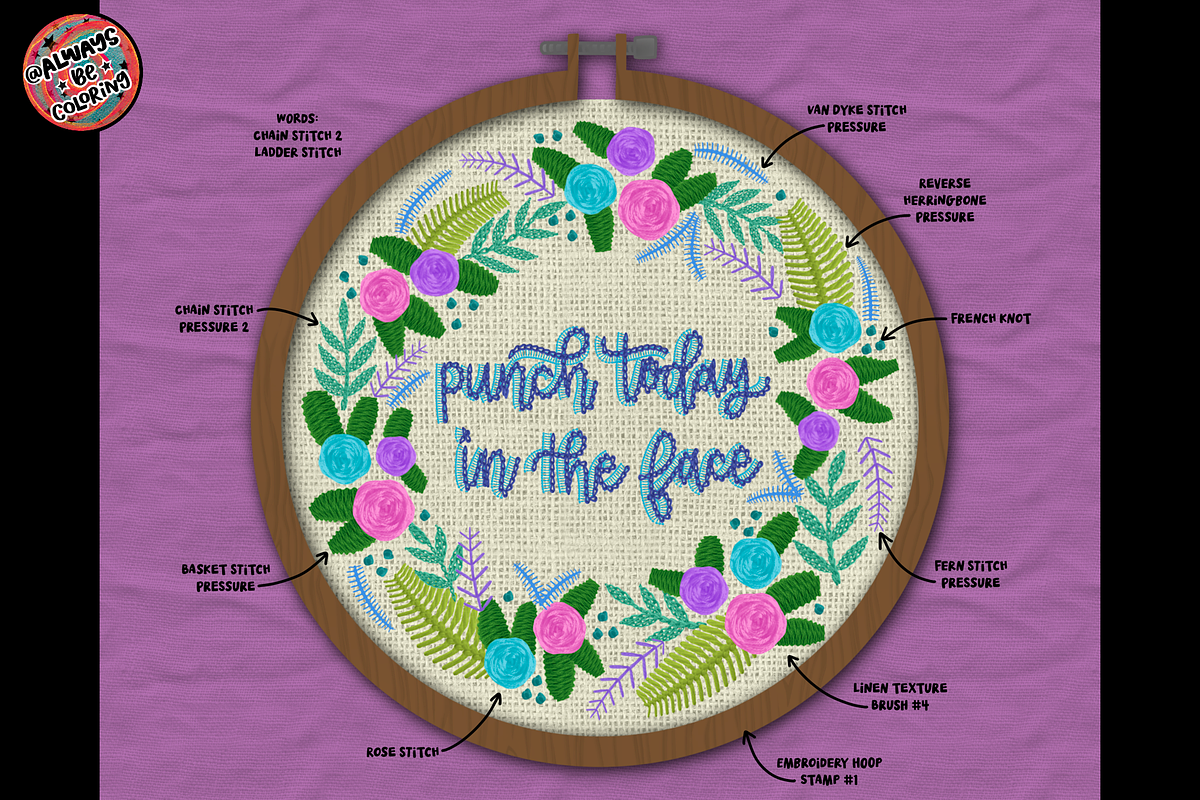 Procreate Stitch Embroidery BrushSet, a Brush Add-On by AlwaysBeColoring (Photo 10 of 13)