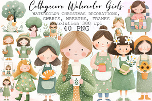 Cottagecore Clipart, Watercolor Girl, an Illustration by Sublimation Artist