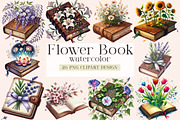 Flower Book Clipart Bundle,, an Illustration by DreamArtGraphic (Thumbnail 1 of 5)