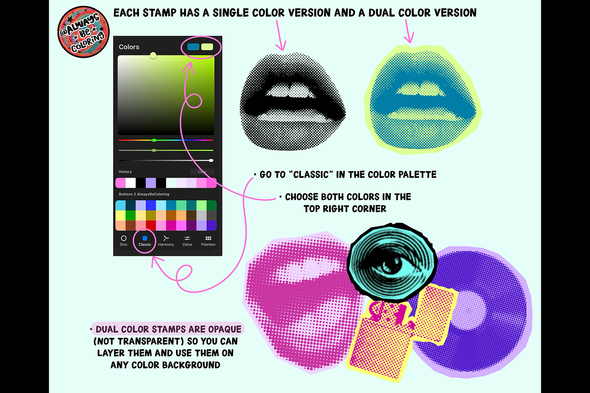 Procreate Halftone Photo Collage Set, a Brush Add-On by AlwaysBeColoring (Photo 3 of 13)