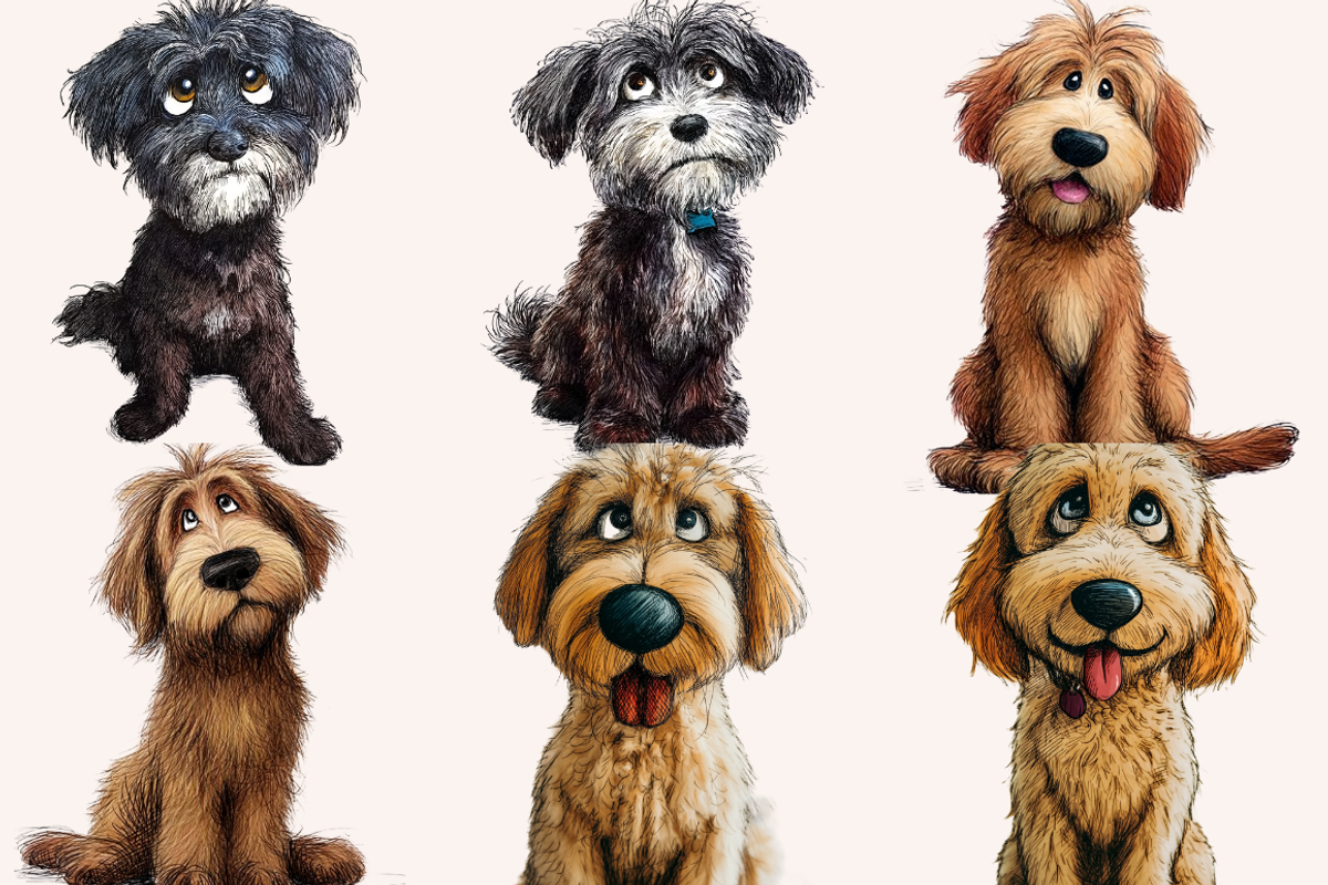 Hairy Doodle Dogs Illustrations, an Animal Illustration by PrintHaven Designs (Photo 8 of 12)