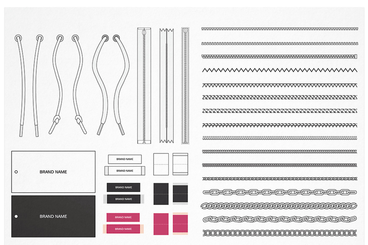 Vector Garment Accessories & Brushes, an Illustration by HYDNSTUDIO (Photo 3 of 9)