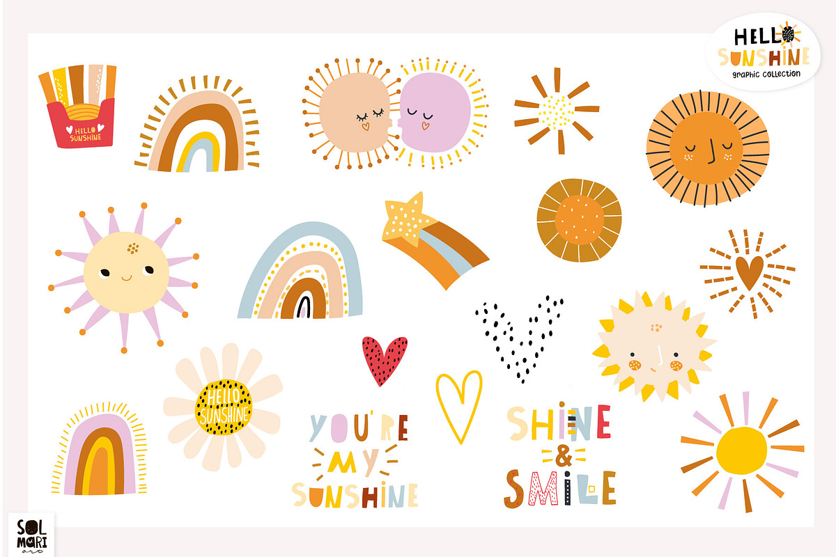 Hello SUNSHINE graphic collection, a Decorative Illustration by solmariart (Photo 6 of 10)