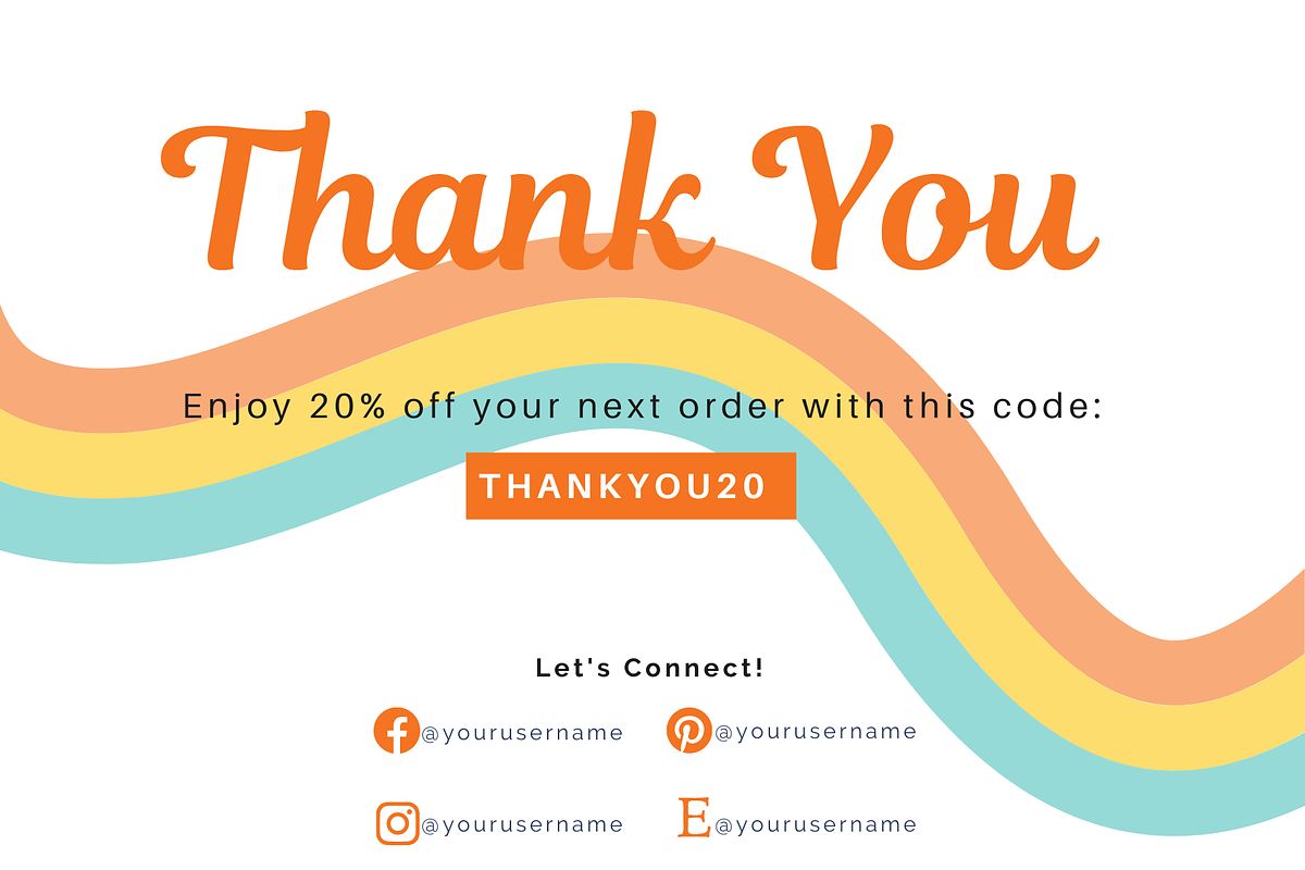 Retro Thank You Card Template, a Business Card Template by Joanna Lane Designs (Photo 2 of 3)