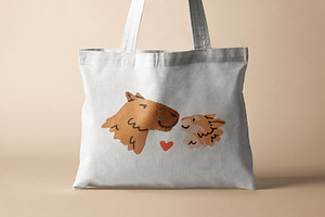 Cute, Funny Capybaras Animals Set