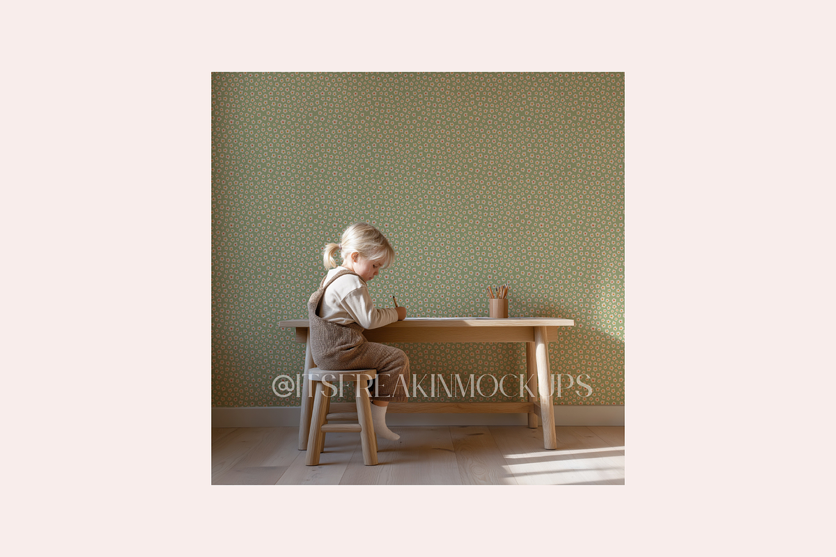 PSD Playroom Wallpaper Mockup, a Household Mockup by ItsFreakinMockups (Photo 3 of 4)