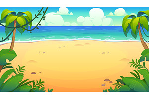 Cartoon tropical island beach, a Transportation Illustration by Vector Tradition