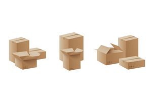 Set of mail cardboard boxes bunch, an Object Illustration by Sabelskaya