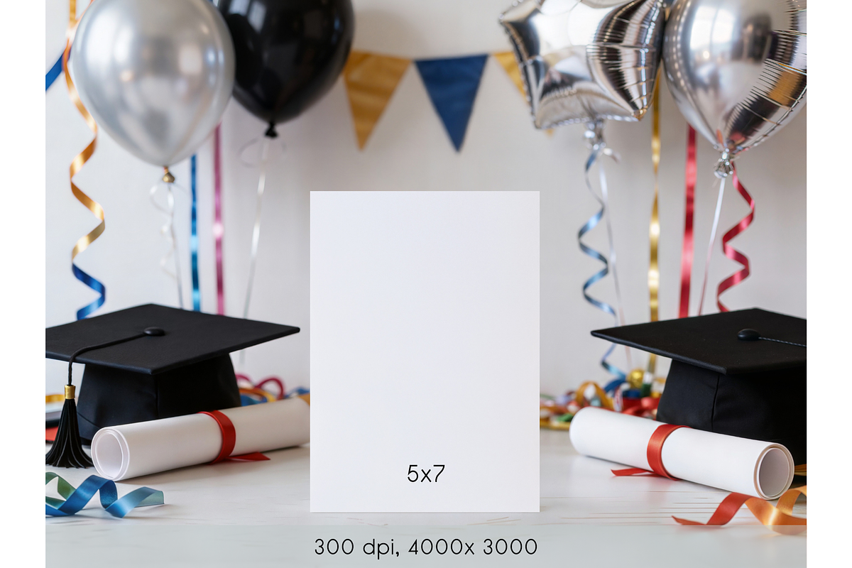 Colorful Graduation 5x7 Card Mockup, a Product Mockup by MockupWizard (Photo 2 of 4)