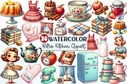 Retro Watercolor Kitchen Clipart, a Seasonal Illustration by Rose Art (Thumbnail 1 of 4)
