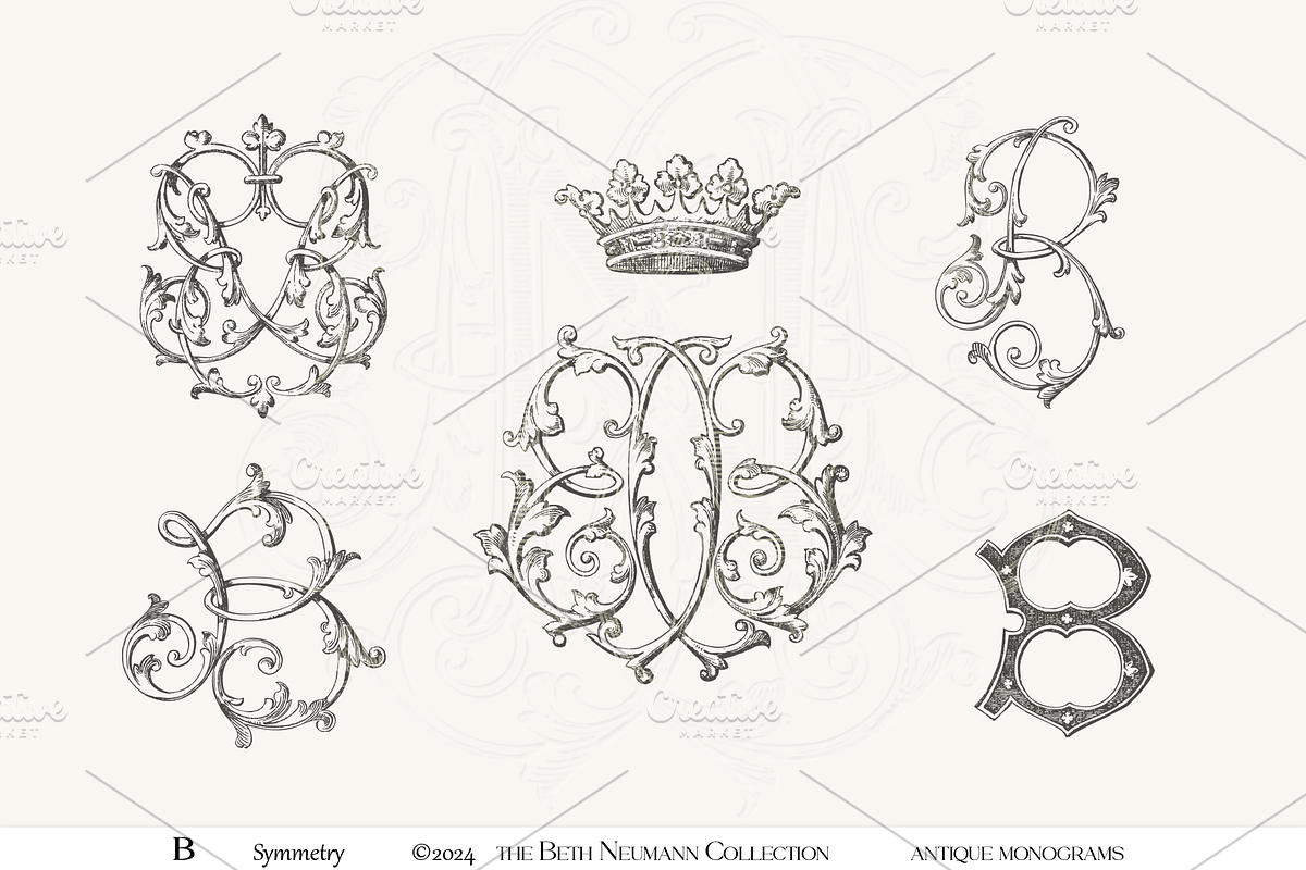 Antique Vintage Monogram B Initial, an Object Graphic by Antique Monograms (Photo 4 of 4)