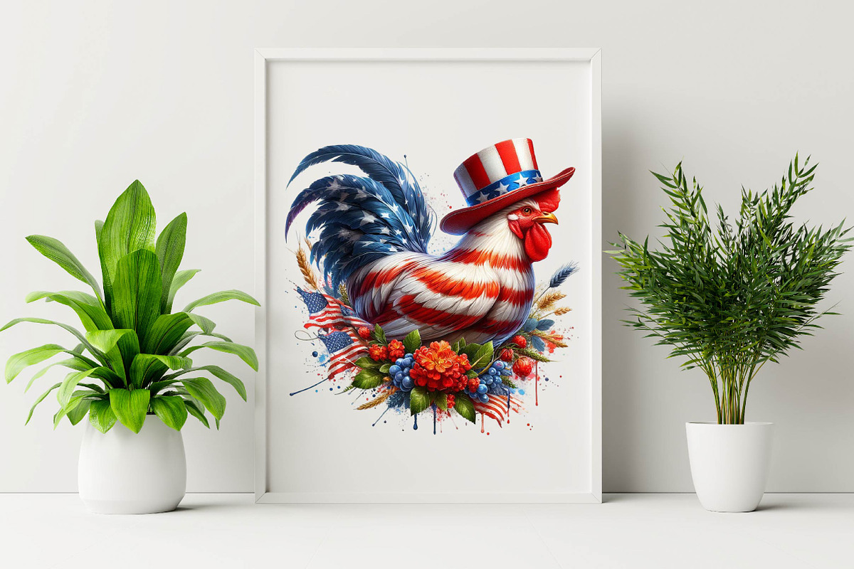 Patriotic Chicken 4th of July  Subl, an Illustration by SVGArt (Photo 4 of 7)