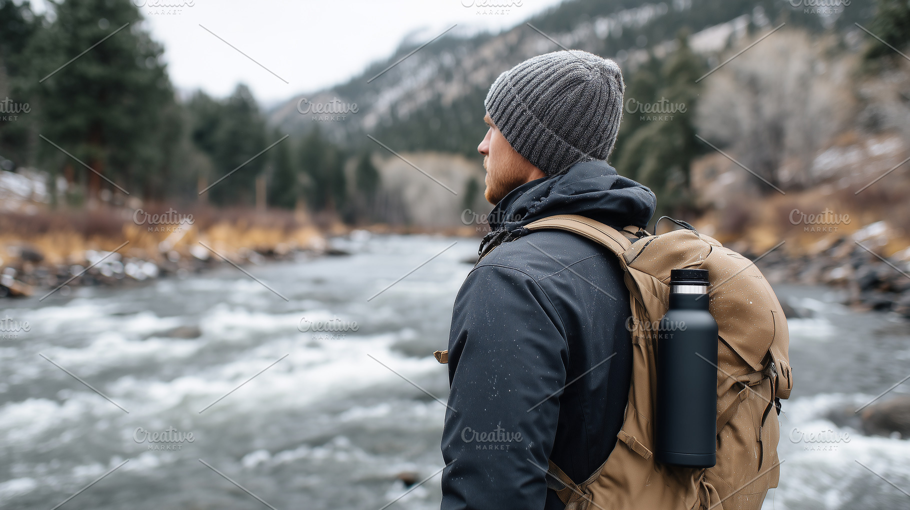Man with backpack and beanie stand, a Sports & Recreation Photo by MistyDay