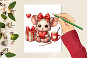 Valentine Cute Mice Clipart Bundle, a Seasonal Illustration by Craft Nest (Thumbnail 4 of 5)
