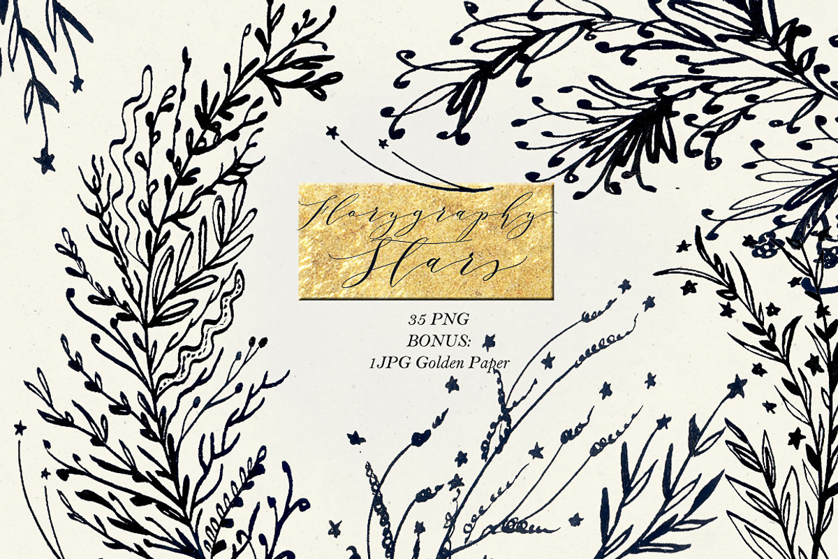 Florygraphy STARS. Ink clipart, a Texture Illustration by LABFcreations (Photo 4 of 4)