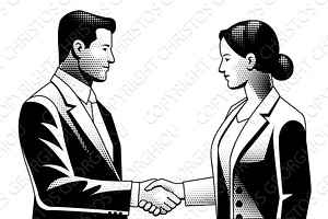 Black and White Retro Business, a Person Illustration by Christos Georghiou