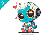 Cartoon robot in love. T-Shirt, PNG,, an Animal Illustration by KENO Mascots (Thumbnail 2 of 3)