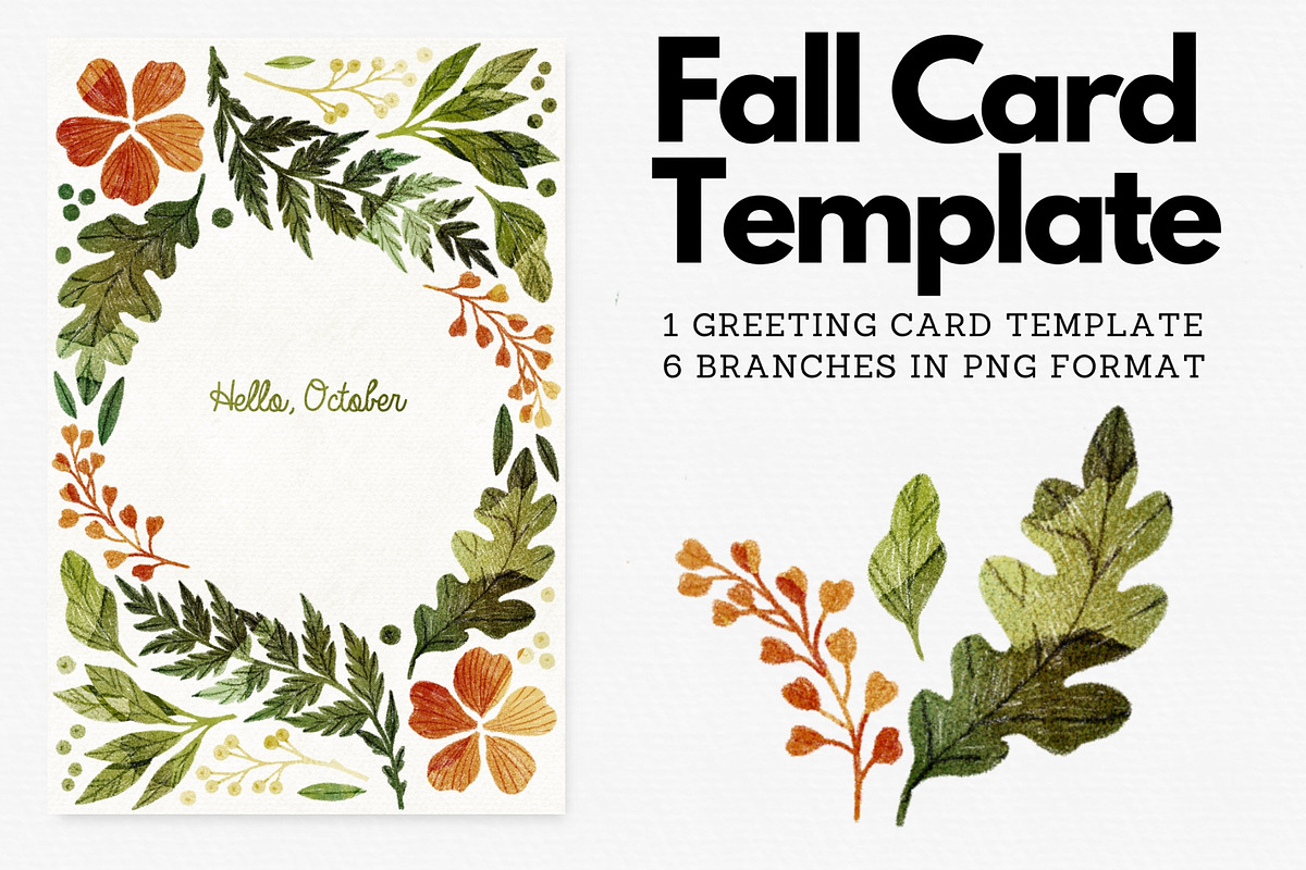 Fall Theme Greeting Card Template, a Seasonal Illustration by Helga Wigandt (Photo 1 of 3)