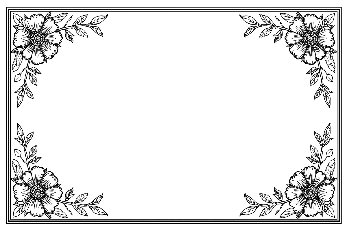 Flower Silhouette Frame Bundle, an Illustration by Creativeshirt (Photo 9 of 9)