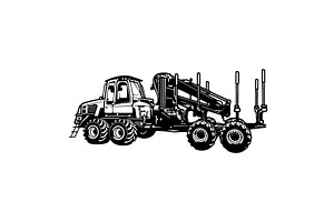 Vector forestry vehicle, forwarder, a Transportation Illustration by Digital-Clipart