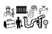 Classic Plumbing Tools Vector Set, an Illustration by designvectx (Thumbnail 2 of 3)