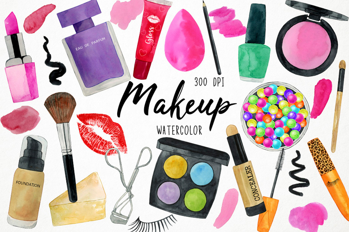 Watercolor Makeup Clipart, Cosmetics, an Object Graphic by Paulaparaula (Photo 1 of 3)