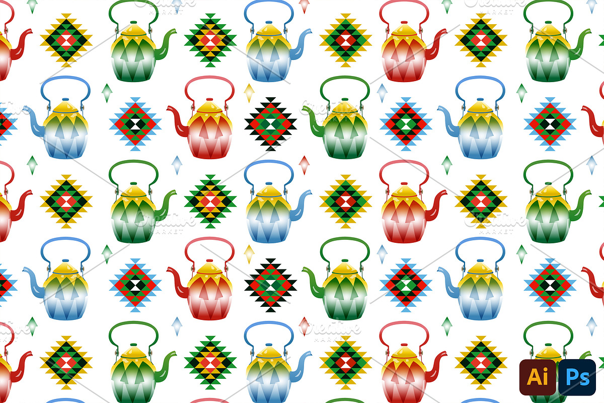Traditional Saudi Teapot Pattern, a Pattern Graphic by MISS CHATZ