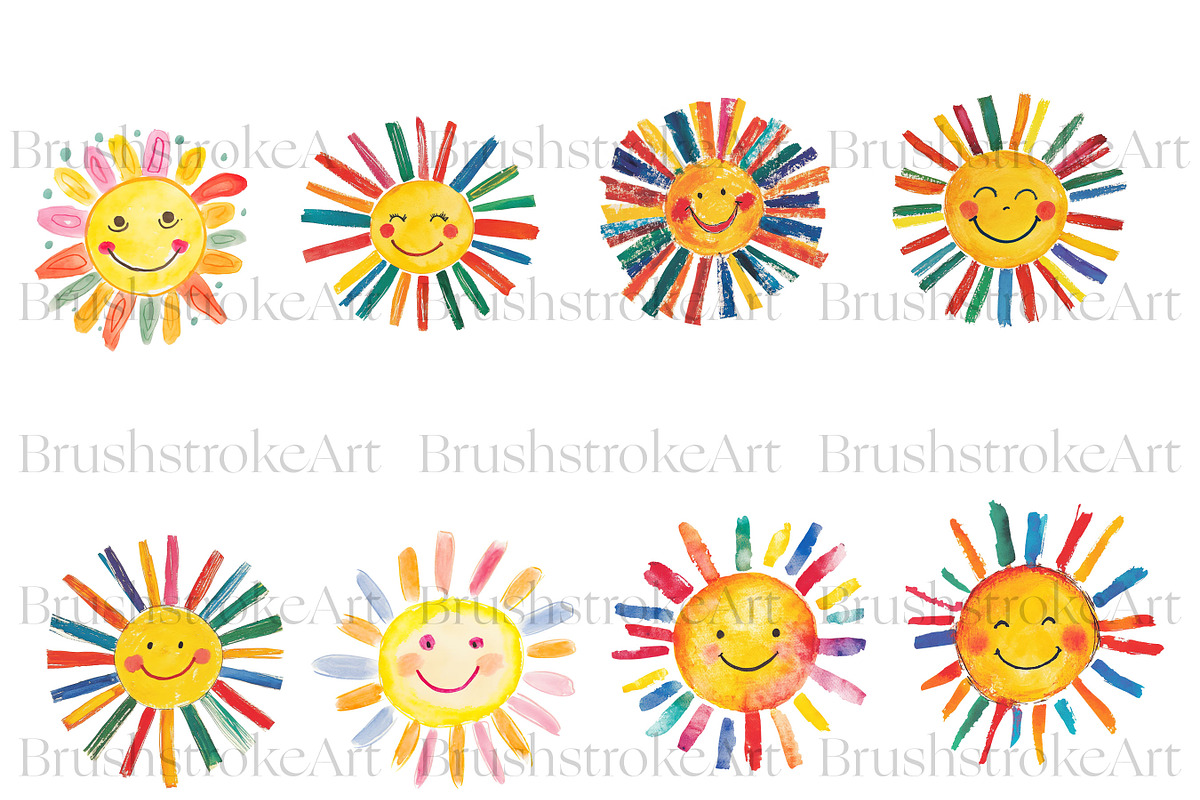 Happy Smiling Sun Clipart, Cute Sun, a Decorative Illustration by BrushstrokeArtGB (Photo 5 of 9)