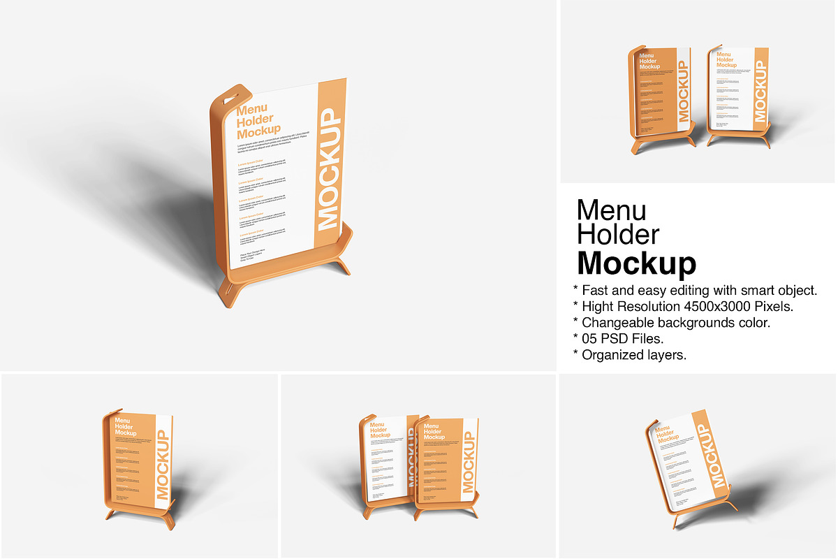 Menu Holder Mockup, a Product Mockup by Indah (Photo 1 of 6)