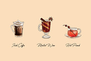 Hot drinks set. Vector illustrations, a Food Illustration by Svitlo illustrations (Thumbnail 4 of 5)