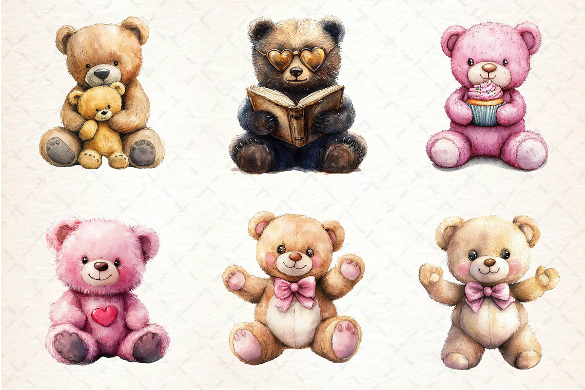 Pink Cute Blush Teddy Bear Clipart, an Illustration by Dream Creation (Photo 5 of 6)