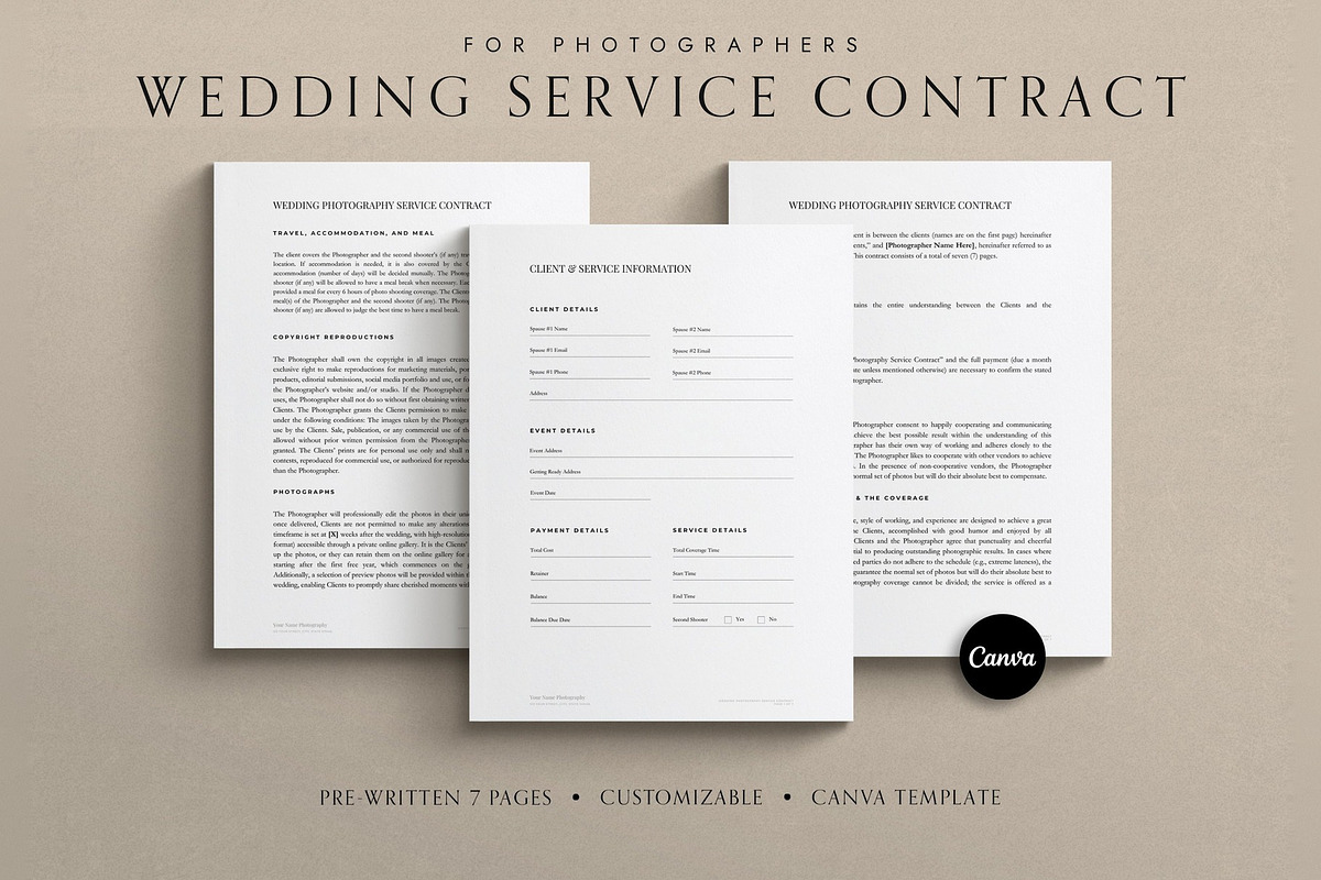Wedding Photography Contract, a Stationery Template by Cagdas Yoldas (Photo 1 of 6)