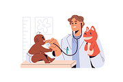 Pediatrician doctors examine kids, a Healthcare Illustration by PaperTrident (Thumbnail 3 of 11)