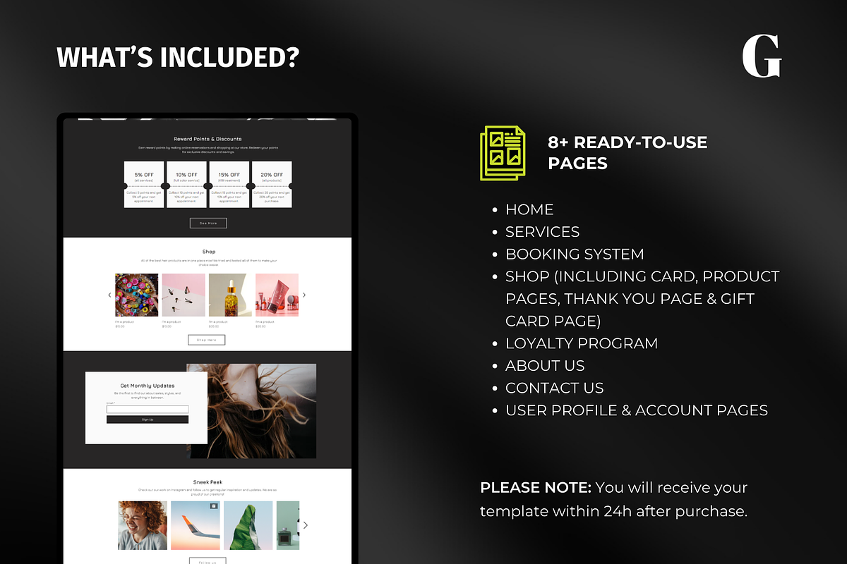 Hair Salon Wix Website Template, a Wix Template by Meraki Templates (Photo 3 of 8)