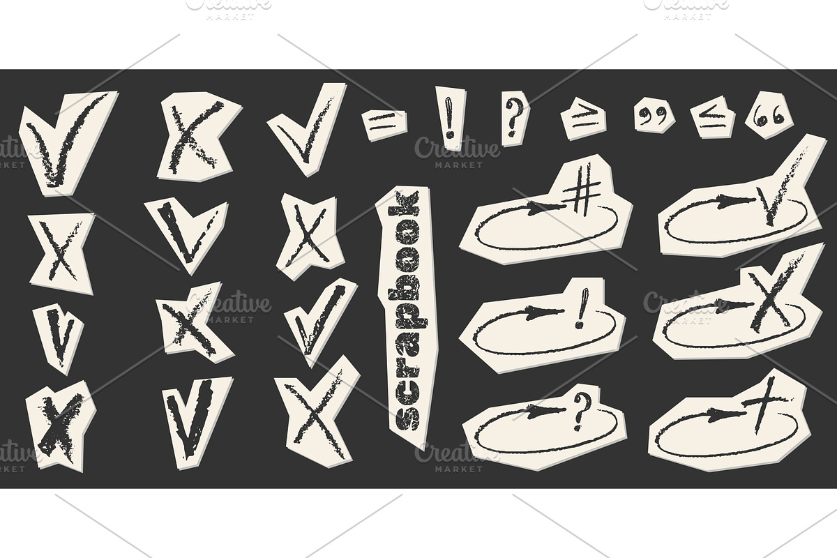 Sketch style checkmarks and hand, an Object Illustration by Zimages