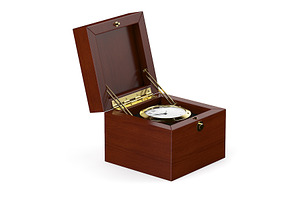 Golden Watch In Wooden Box