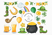 Watercolor St Patrick's Day Clipart, an Illustration by MiracleArtAndDesign (Thumbnail 1 of 2)