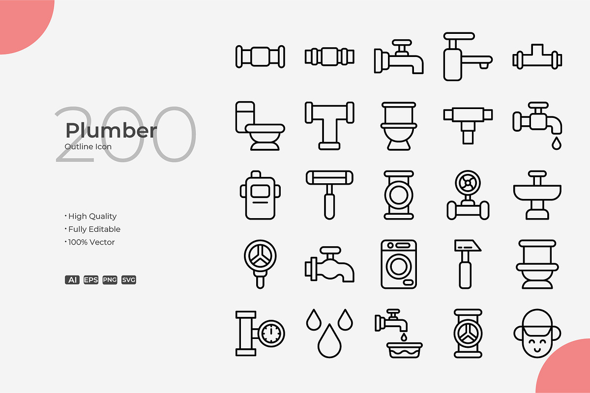 Plumber Outline Icons, an Outline Icon by Bloodline