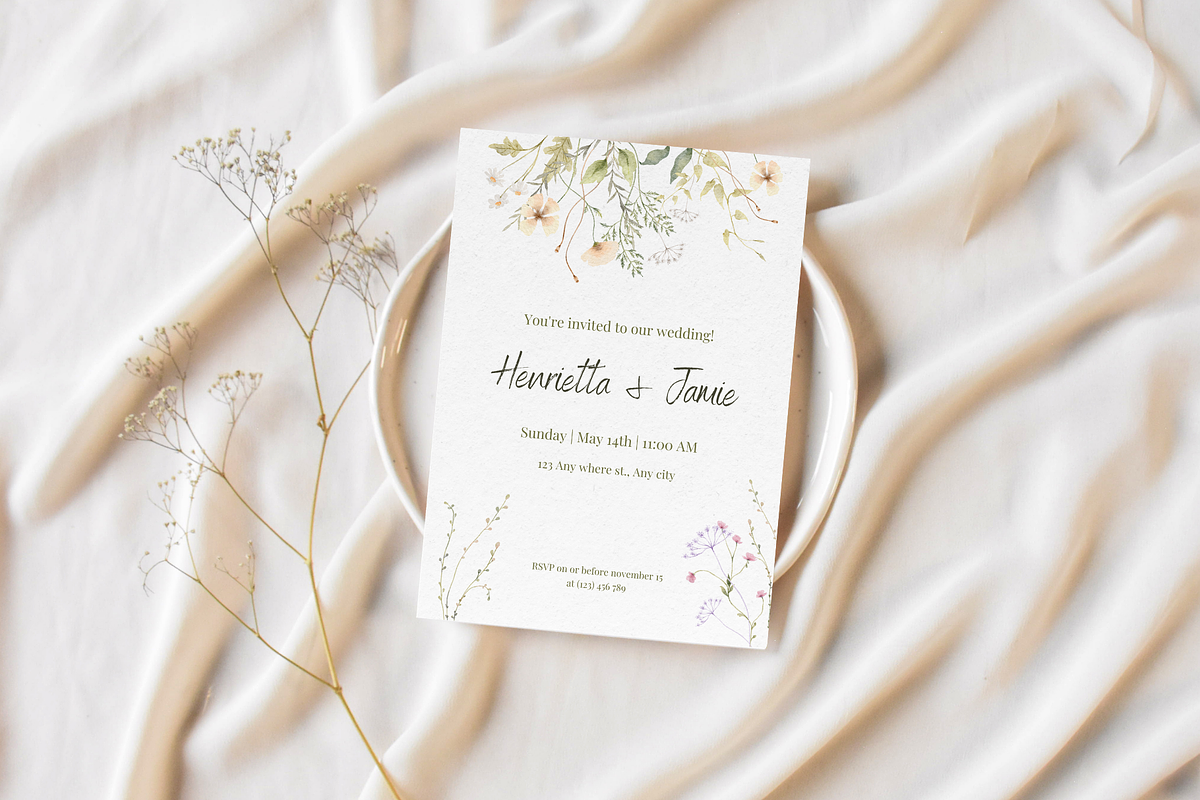 Floral Vintage Wedding Invite Card, an Invitation Template by TheSimplySereneShop (Photo 3 of 7)