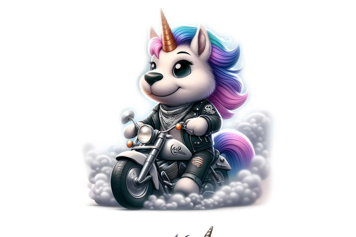 Biker Unicorns PNG Pack, an Animal Illustration by DoubleTwists (Photo 3 of 5)