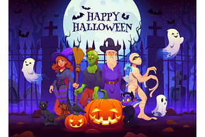 Happy Halloween holiday characters
