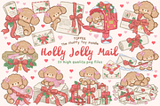 Christmas Mails Toy Poodles Clipart, an Animal Illustration by Blumensdiary (Thumbnail 1 of 6)