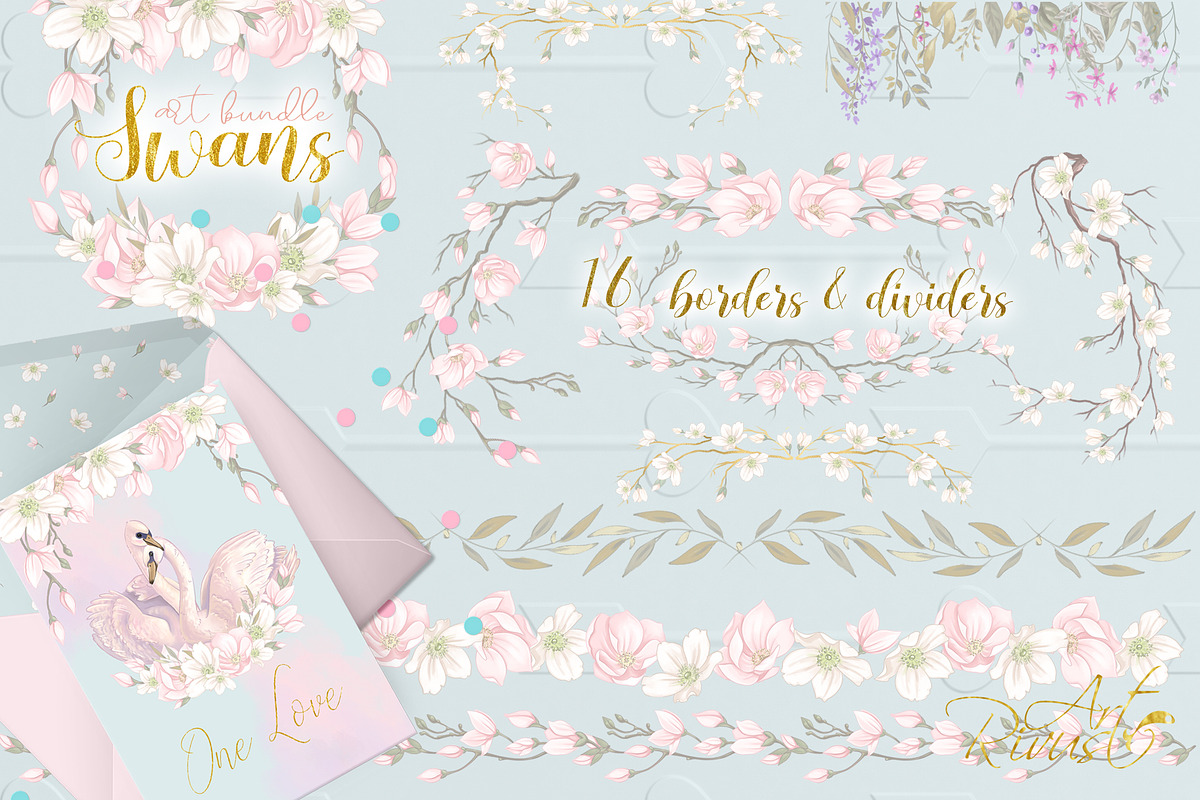 Swans wedding baby shower clipart, an Animal Illustration by RivusArt (Photo 9 of 10)