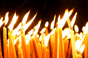 Burning candles in a Church