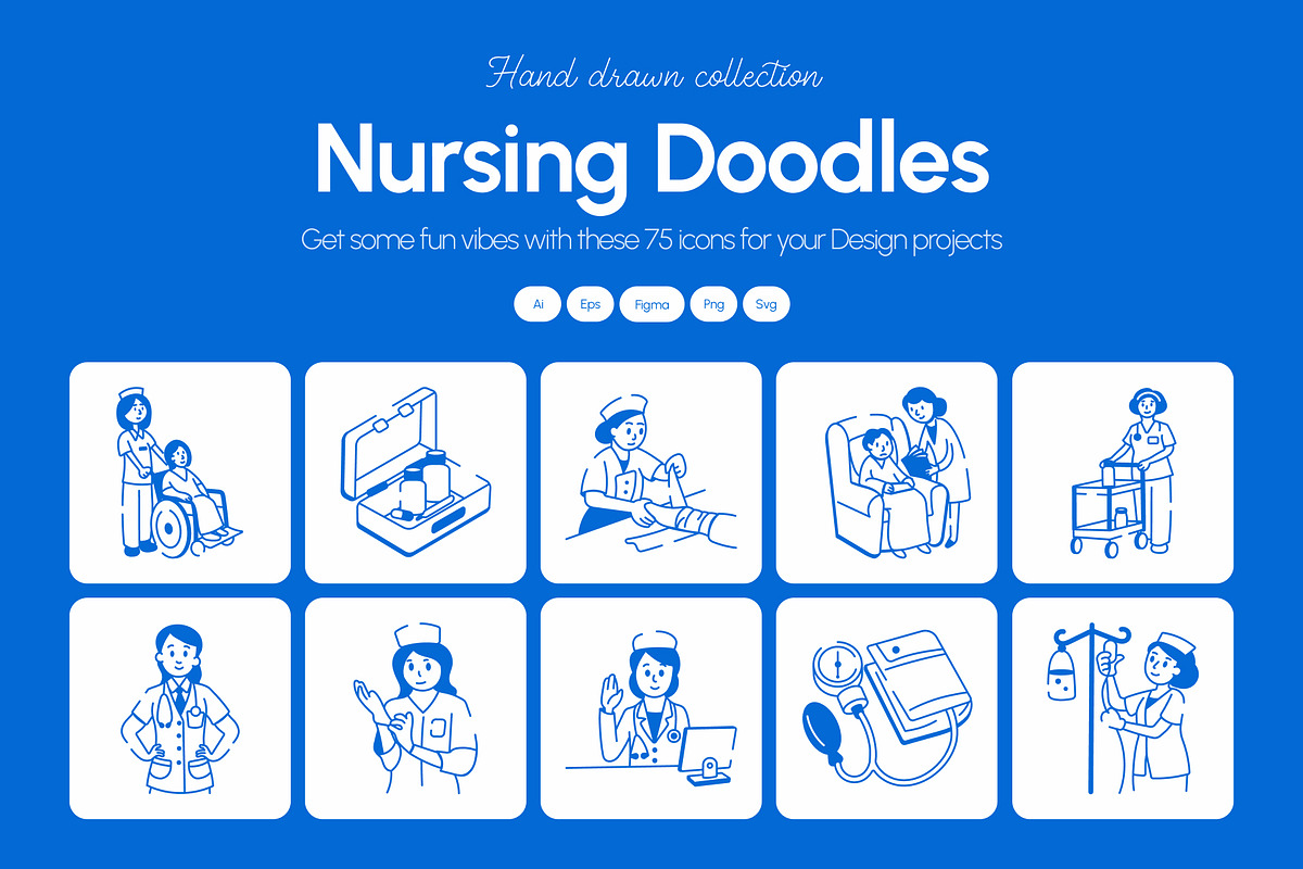 Nursing Doodles Icons Set, an Outline Icon by Vectors Market (Photo 1 of 8)