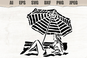 Beach Umbrella Woman, a Person Illustration by MARYCRAFTIRIA