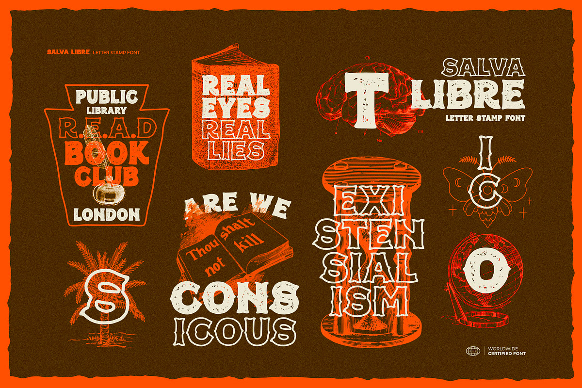 Salva Libre - Letter Stamp Font, a Serif Font by ikiiko (Photo 4 of 7)