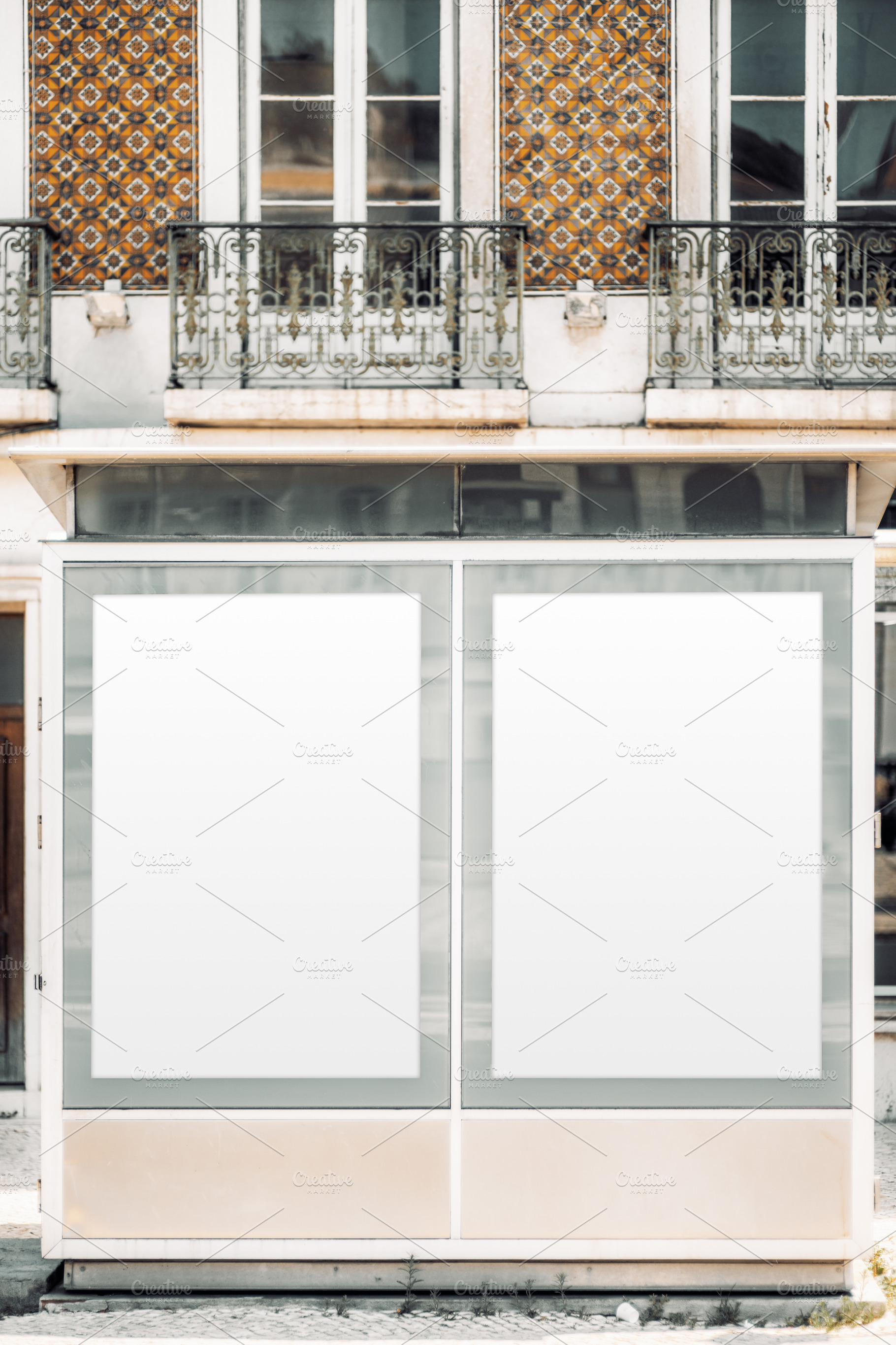 Blank Posters On Vintage Facade, a Business Photo by SkyNext